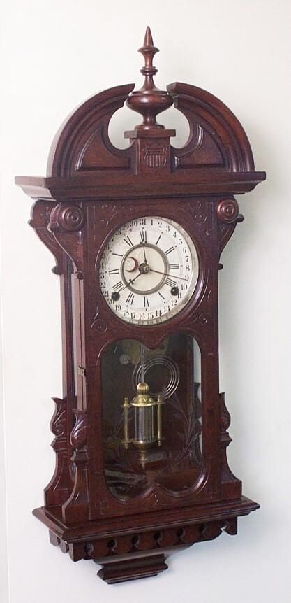Rare Gilbert Shield CALENDAR Antique Wall Clock